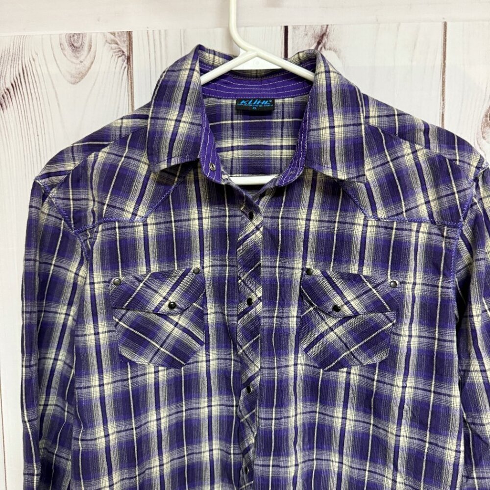 KÜHL Women’s Snap Shirt XL Purple Plaid Long Sleeve EUC - Picture 2 of 11